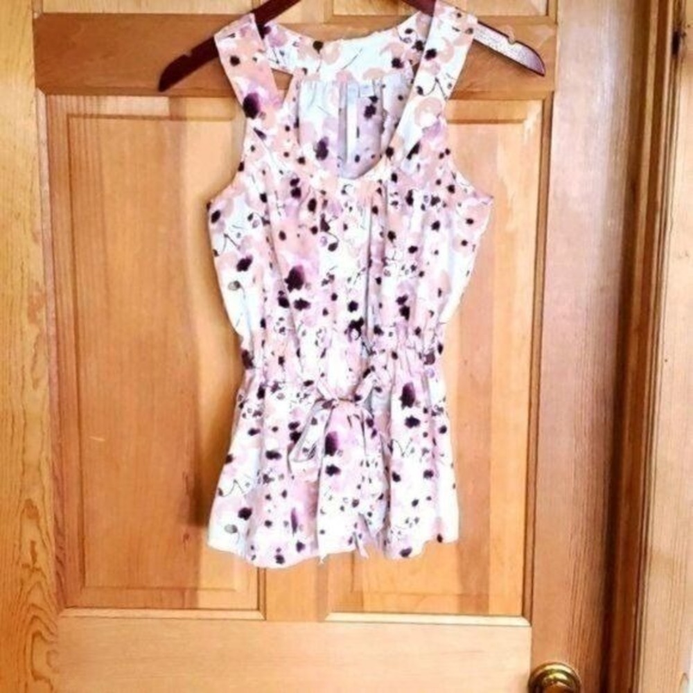 LC Lauren Conrad Cinched Colorful Sleeveless Buttoned Sz. XS Blouse Tunic